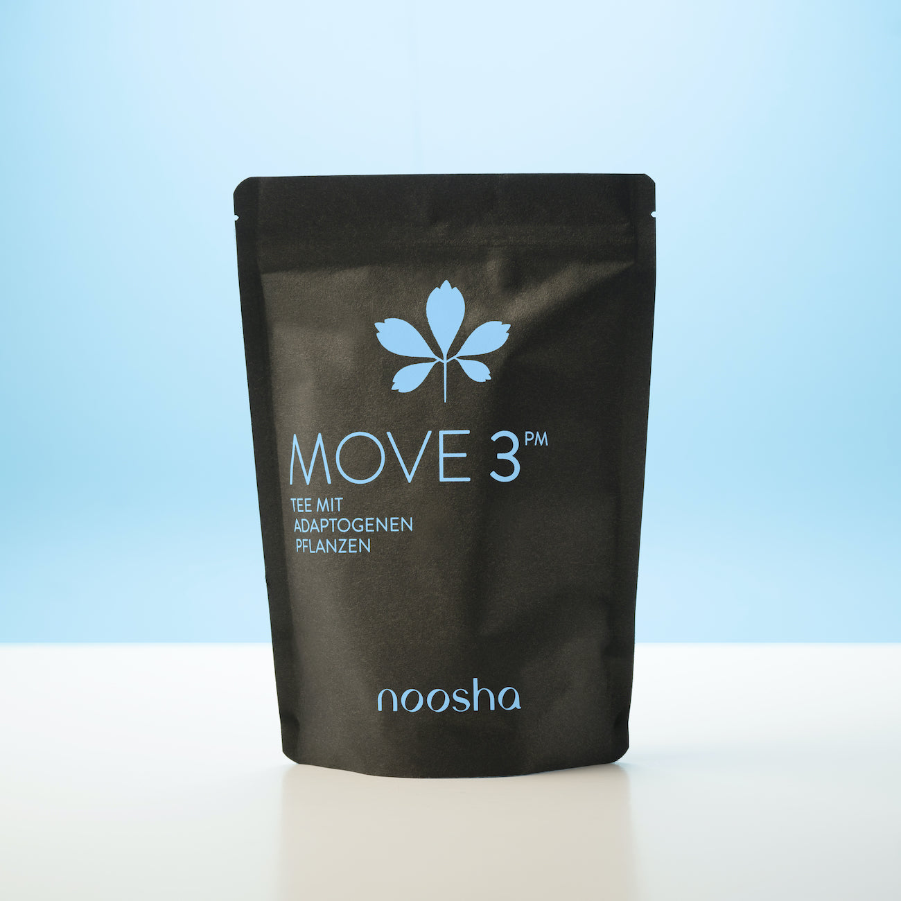 Packaging of MOVE 3PM tea made by noosha