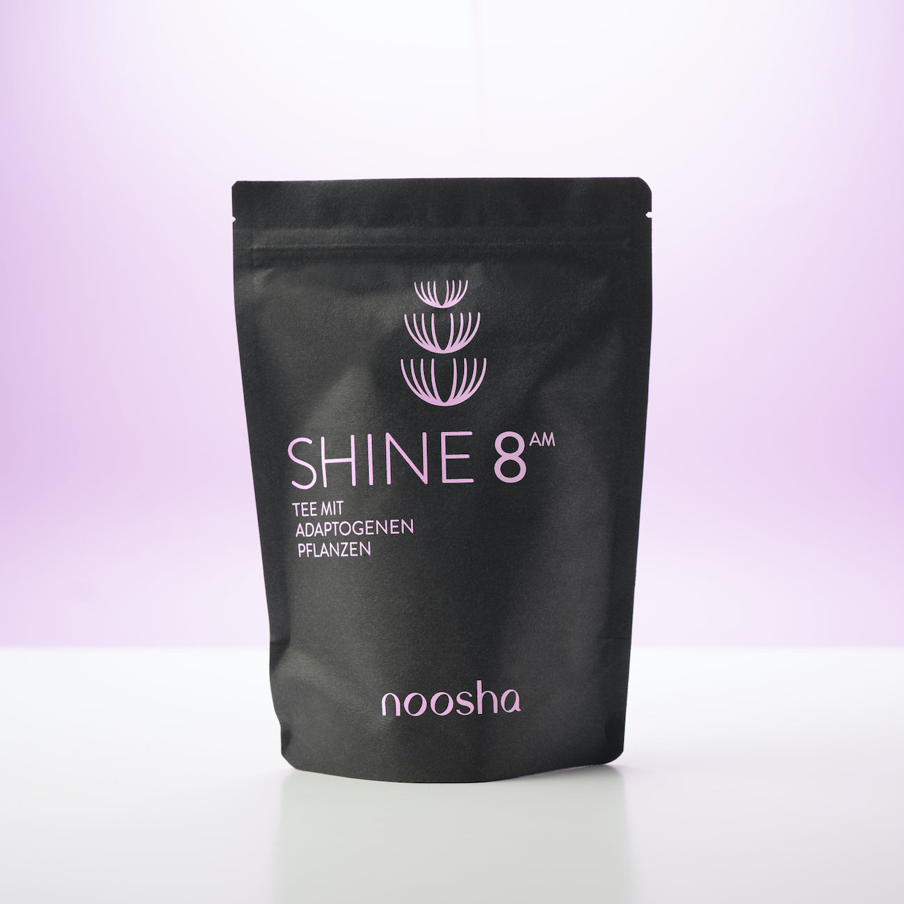 Packaging of SHINE 8AM tea made by noosha